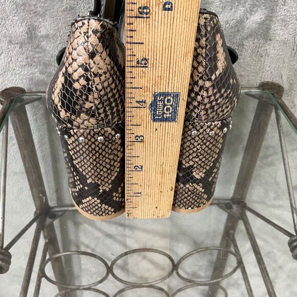 Gianni Bini Ankle Boot Size 7.5 Decie Snake Print Metal Block Heel buckles studs - Picture 6 of 12